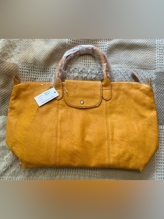 GaBaangs Handbags - Structured Yellow Leather-Look Shoulder Tote - FLAW